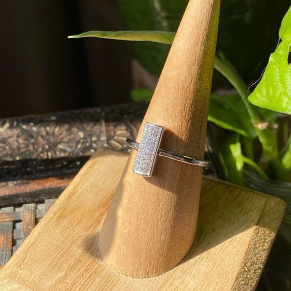 Micro Pave Cubic Zirconia Sterling Silver Ring - Picture 2 of 6